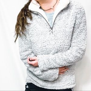 Fux fur quarter zip sweater